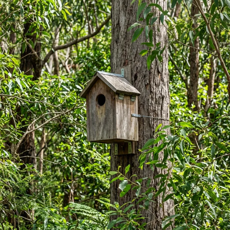 Animal nesting box installed as a humane alternative to a Crib Point roof cavity